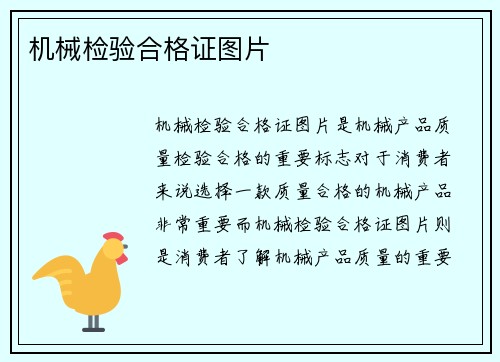 机械检验合格证图片