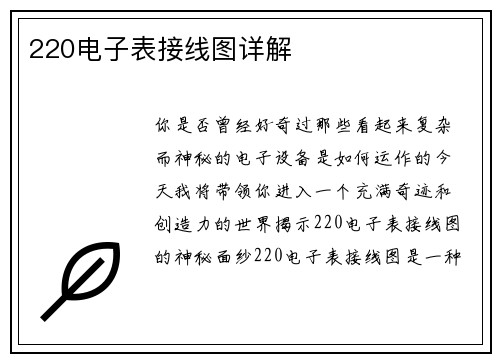 220电子表接线图详解